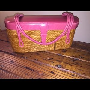 Elliott Lucia rattan and leather bag